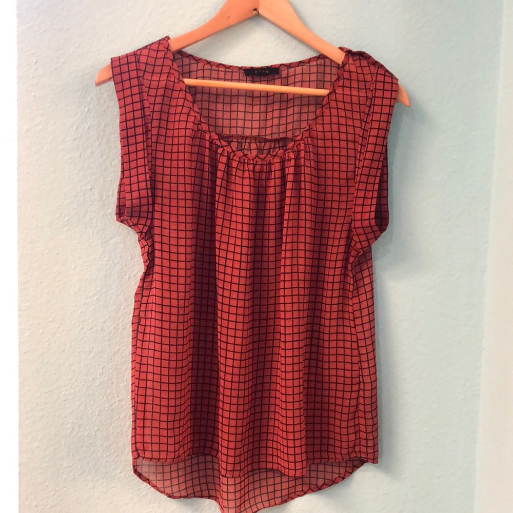 Edge Orange/ Black Checked Top